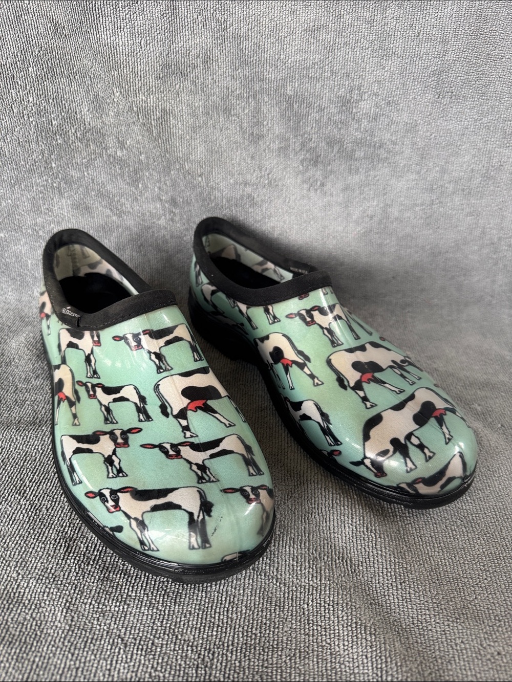 Sloggers Women Waterproof Garden Shoes Cow Print Mint Size 9 Made U.S.A